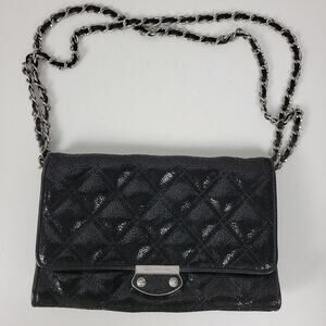 Judith Ripka Women's Clutch Black Stingray Quilted Leather Convertible Chain